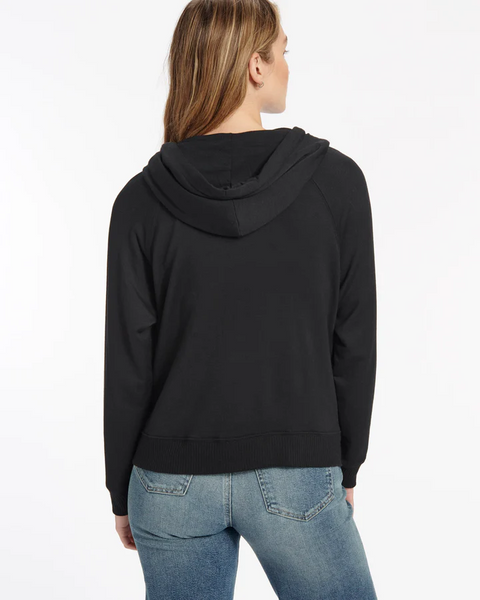 Splendid Supersoft Zip Up Hoodie in Black