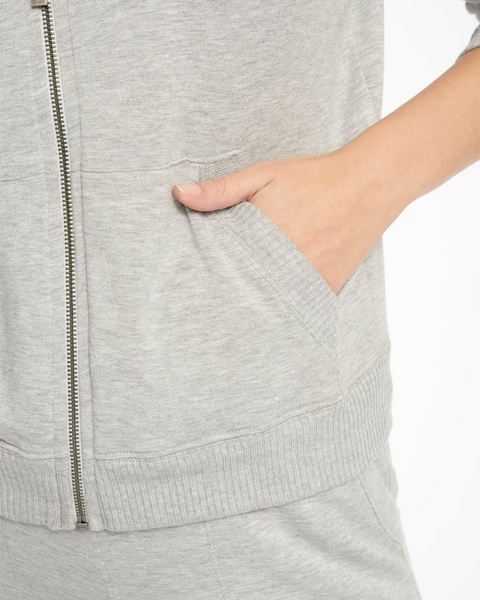 Splendid Supersoft Zip Up Hoody in Heather Grey