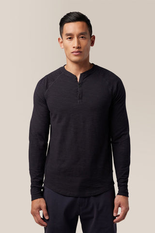 Good Man Brand LS Henley Soft Slub Jersey - Black