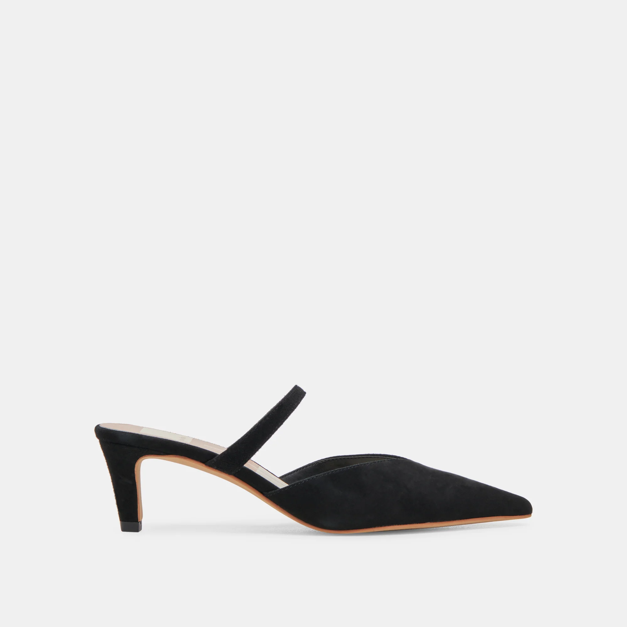 dolce vita kanika  pointed toe mid heel in onyx suede