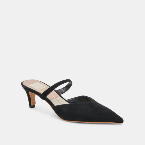 dolce vita kanika  pointed toe mid heel in onyx suede