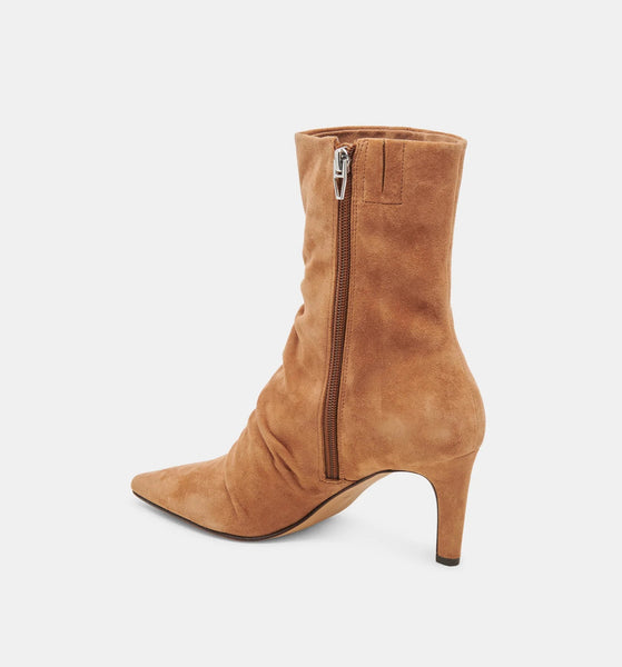 dolce vita Fernly gathered pointed toe boot pecan suede