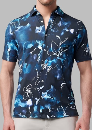 Good Man Brand Flex Pro Lite Jersey Printed S/S Soft Shirt - Moonlit Watercolor Floral