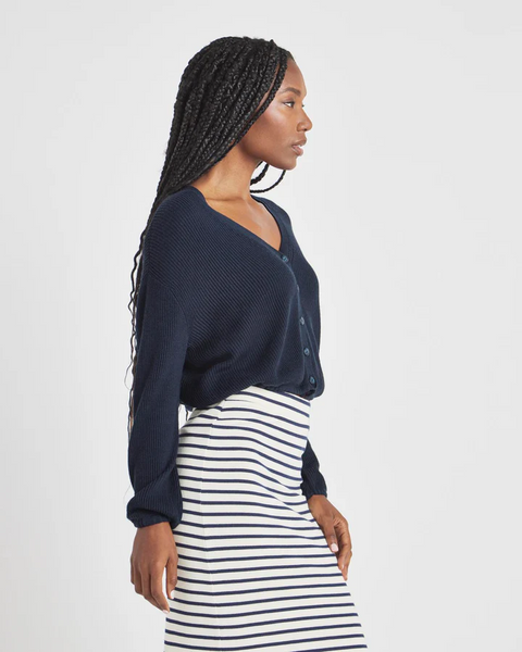 Splendid Bri Ribbed Cardigan in Navy