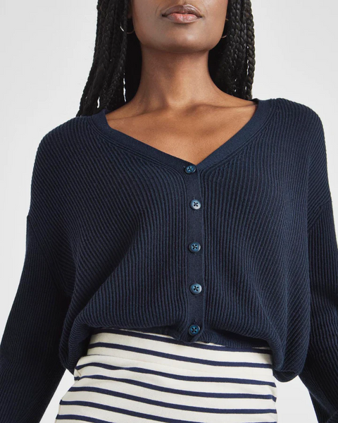 Splendid Bri Ribbed Cardigan in Navy