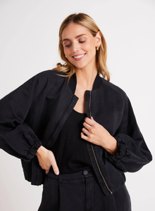 bella dahl Chloe linen tencel  bomber jacket in black