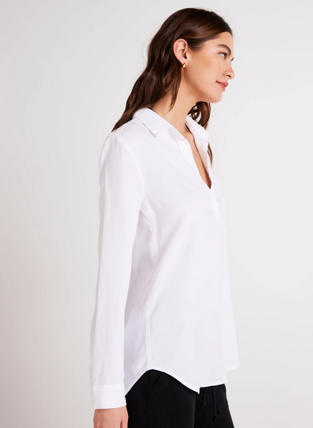 bella dahl long sleeve temcel pullover tunic in white