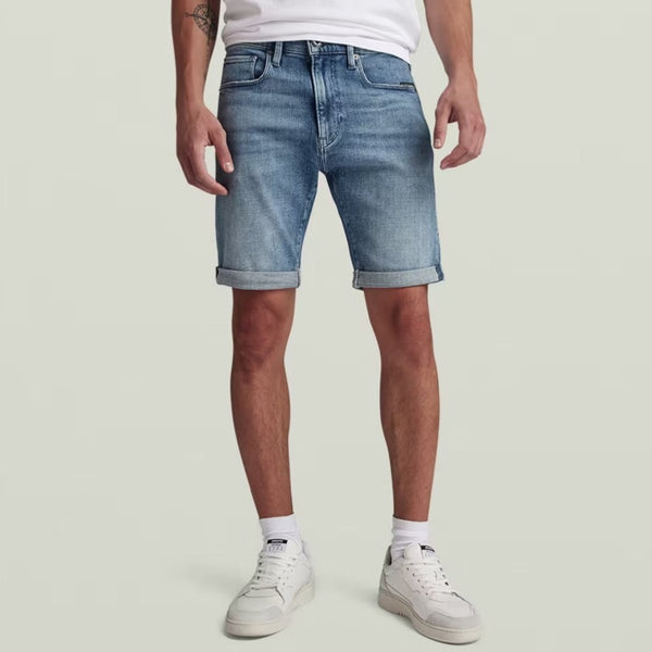 G-STAR Mens 3301 Slim Jean Short - Sun Faded Blue Donau