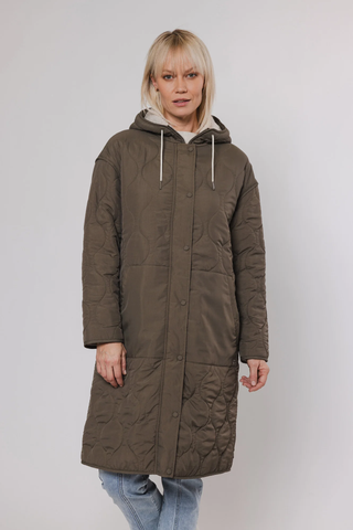 RINO & PELLE Elfie Quilted Hooded Jacket in Hunter