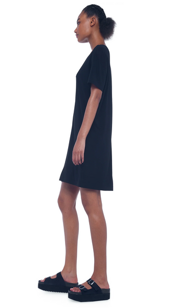 Norma Kamali Short Sleeve Boxy Dress to Knee in Black