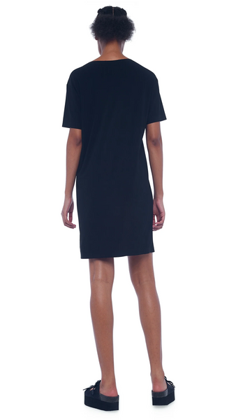 Norma Kamali Short Sleeve Boxy Dress to Knee in Black