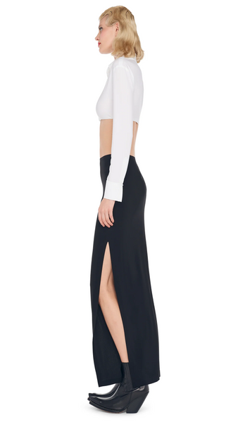 Norma Kamali Side Slit Long Skirt in Black