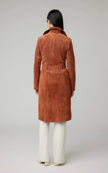 Soia & Kyo Alexis-N Suede Trench Coat in Copper