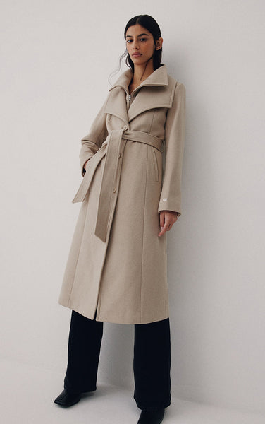 Soia & Kyo Ilana Belted Wool Coat With Collar in Hush