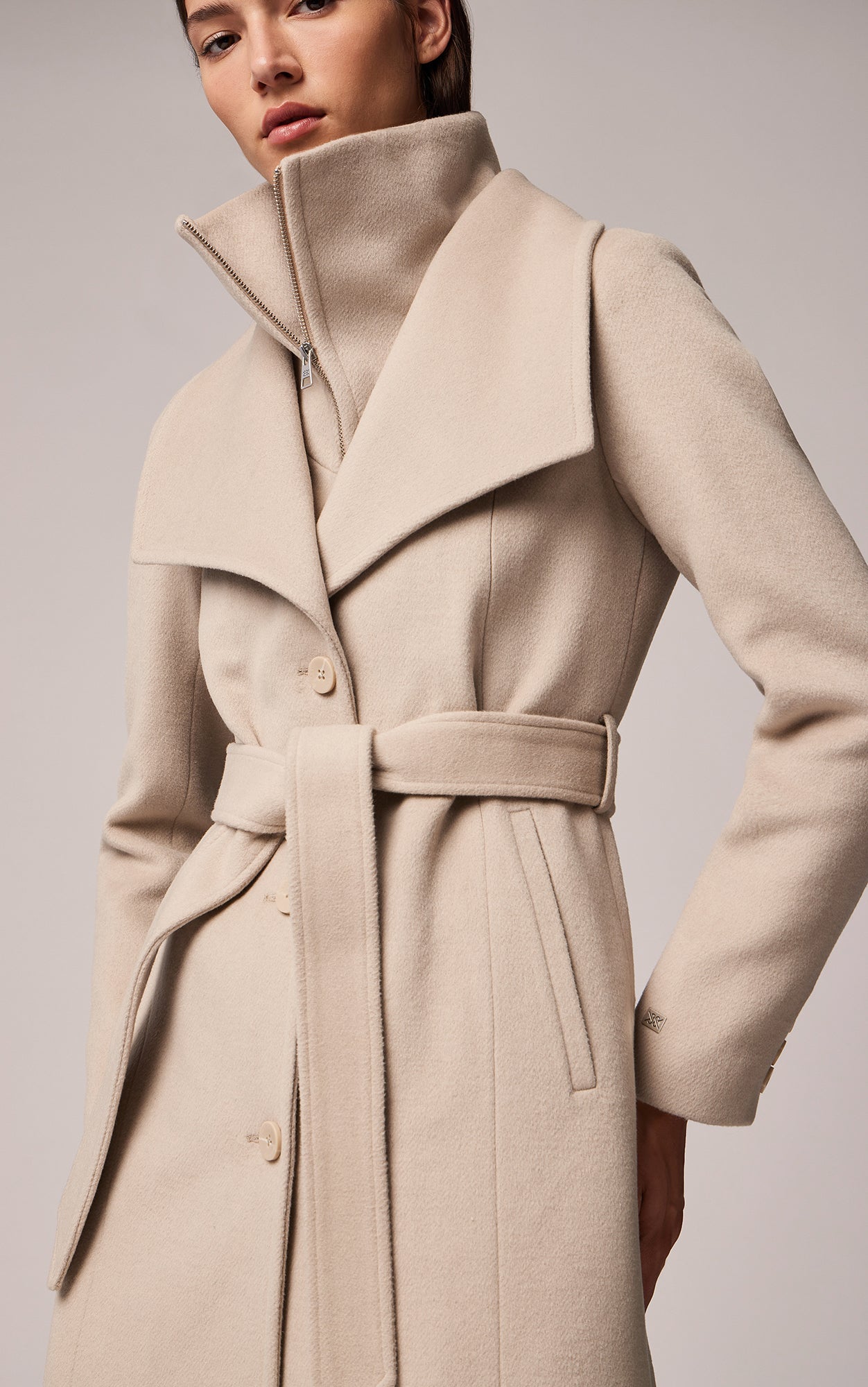 Soia & Kyo Ilana Belted Wool Coat With Collar in Hush