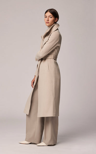 Soia & Kyo Ilana Belted Wool Coat With Collar in Hush