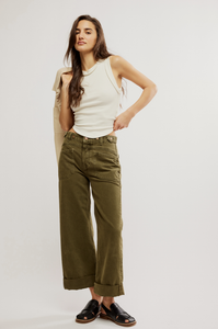 Free People Palmer Cuffed Jean in Army