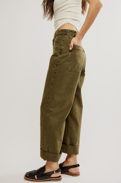 Free People Palmer Cuffed Jean in Army