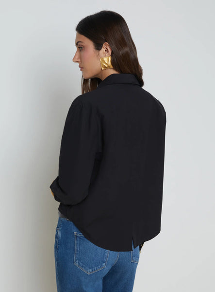 L'AGENCE Cosette Crop Hi Low CottonMix Shirt in Black