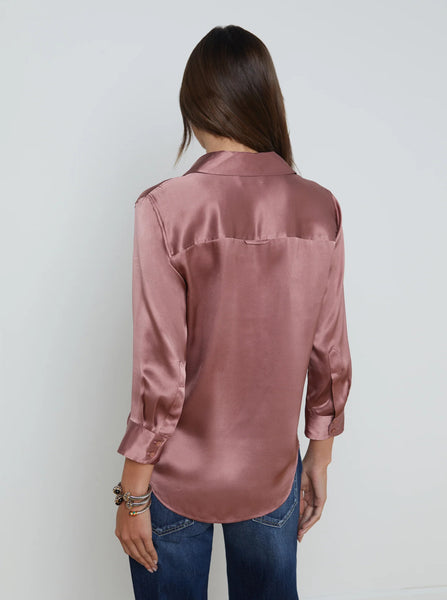 L'AGENCE Dani 3/4 Sleeve Blouse in Mauve Rose