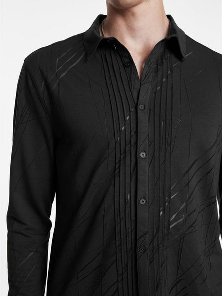 John Varvatos PHOENIX LS Shirt Burnout Lines - Charcoal Grey