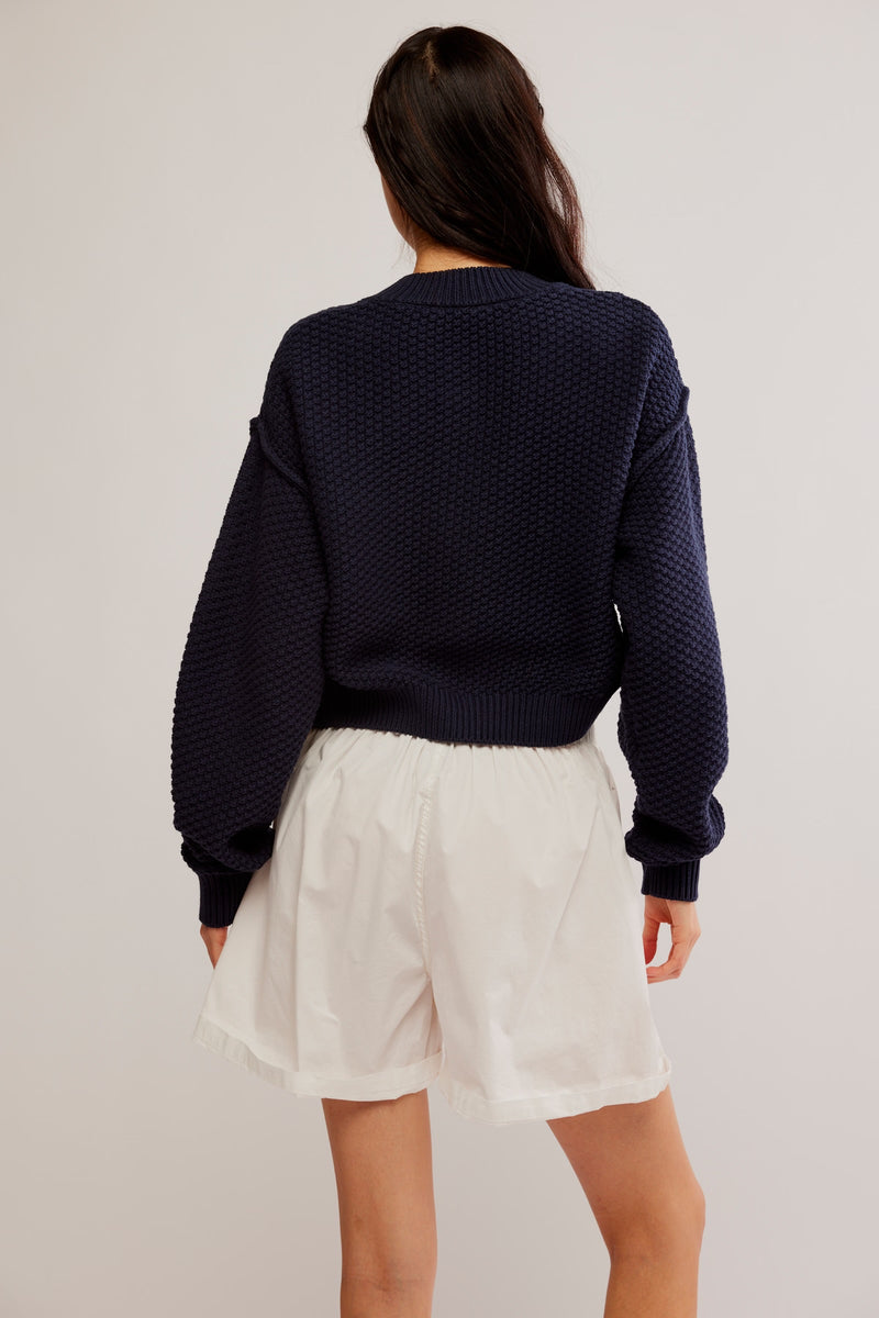 Free People Lila Cotton Blend Cardigan in Sky Captain – manhattan casuals