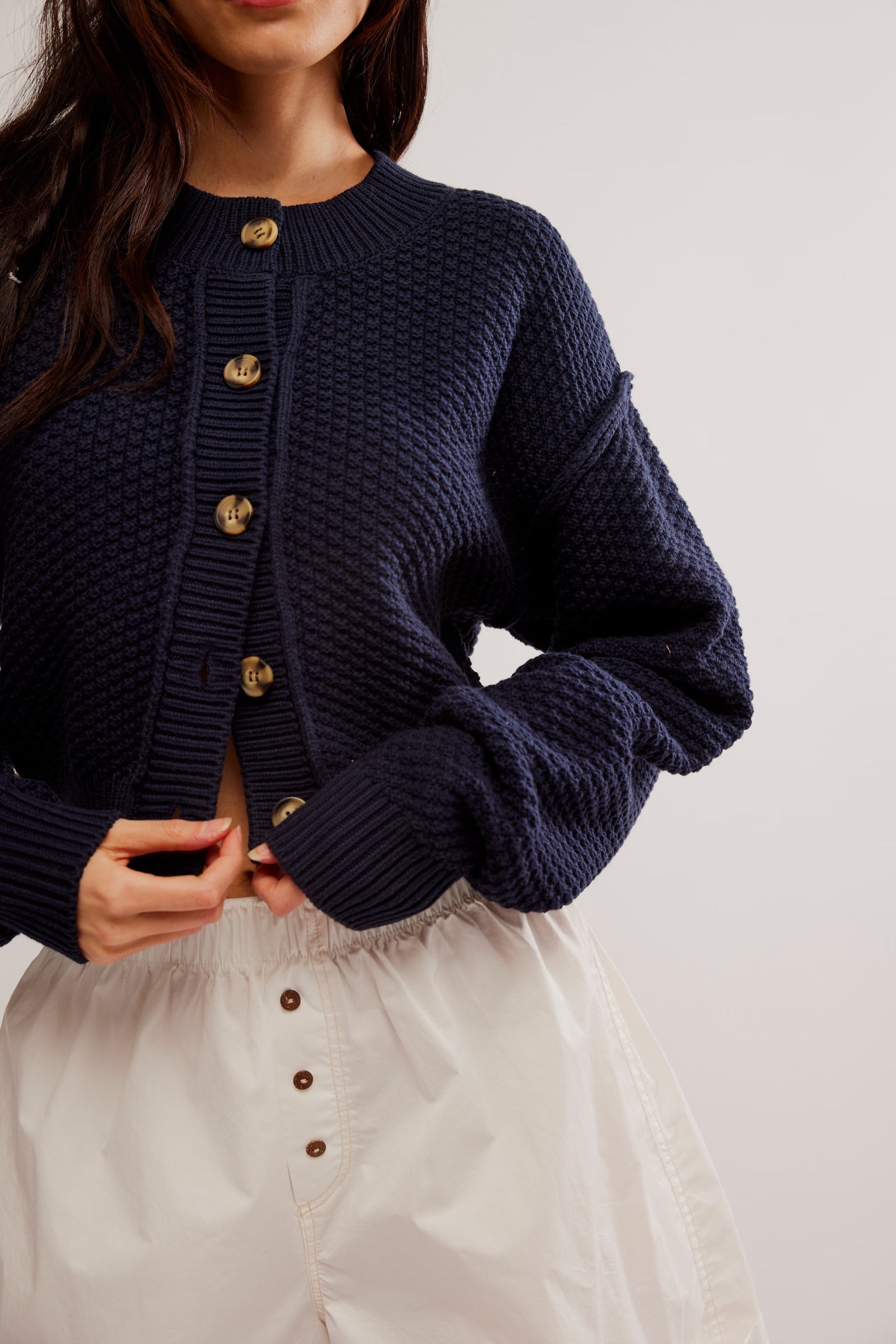 Free People Lila Cotton Blend Cardigan in Sky Captain