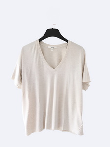 Splendid Bamboo V-Neck Tee in Oat Heather