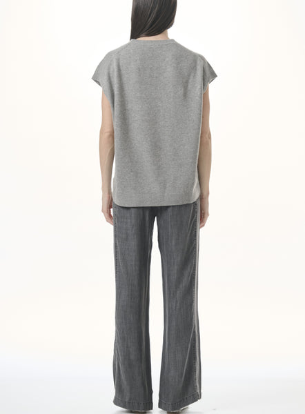 Splendid Jane Cap Sleeve V Sweater in Ice Heather Grey