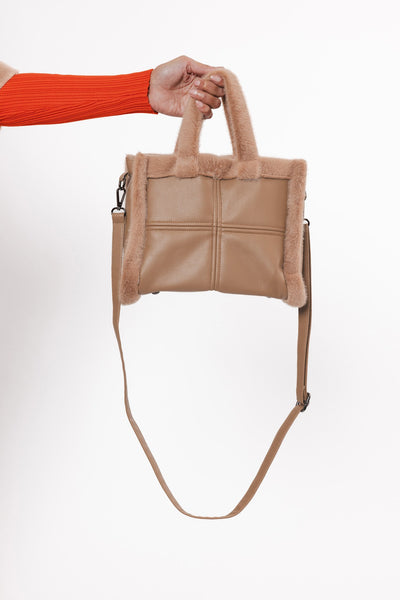 RINO & PELLE Jasha Faux Leather Small Shopper in Twig