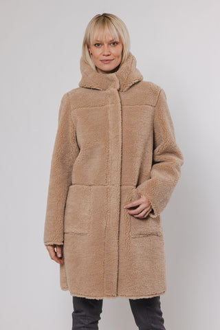 RINO & PELLE Alina Faux Shearling Reversible Coat Sand