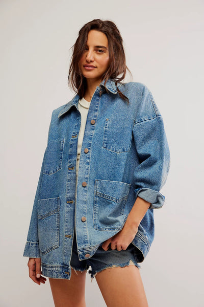 Free People Avery Denim Jacket in Got the Blues