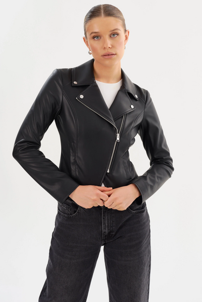 LAMARQUE Pascale Fitted Faux Leather Jacket in Black