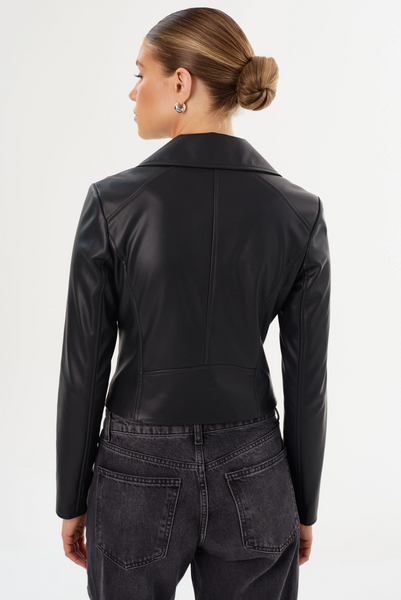 LAMARQUE Pascale Fitted Faux Leather Jacket in Black