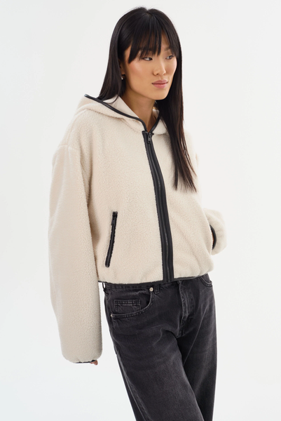 LAMARQUE Arlina Polar Fleece Hoody in Ivory