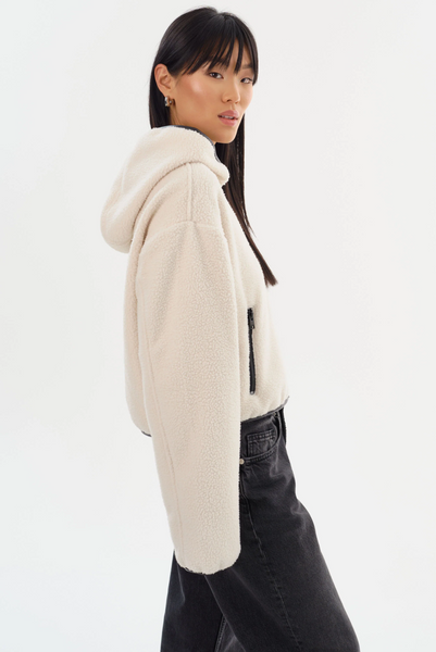 LAMARQUE Arlina Polar Fleece Hoody in Ivory