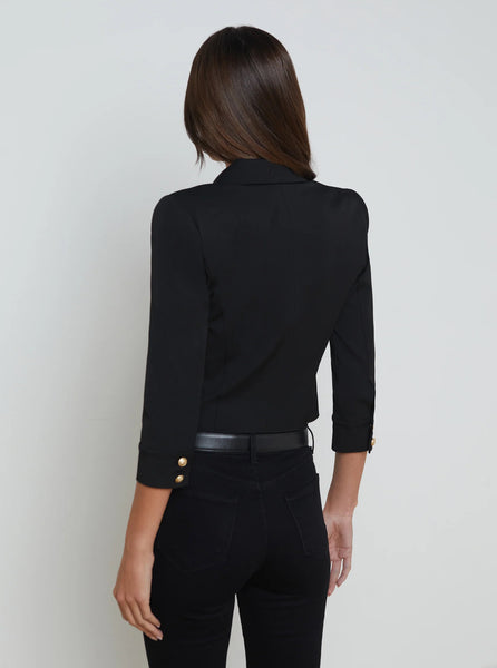 L'AGENCE Azure Cardigan Blazer in Chocolate Ganache