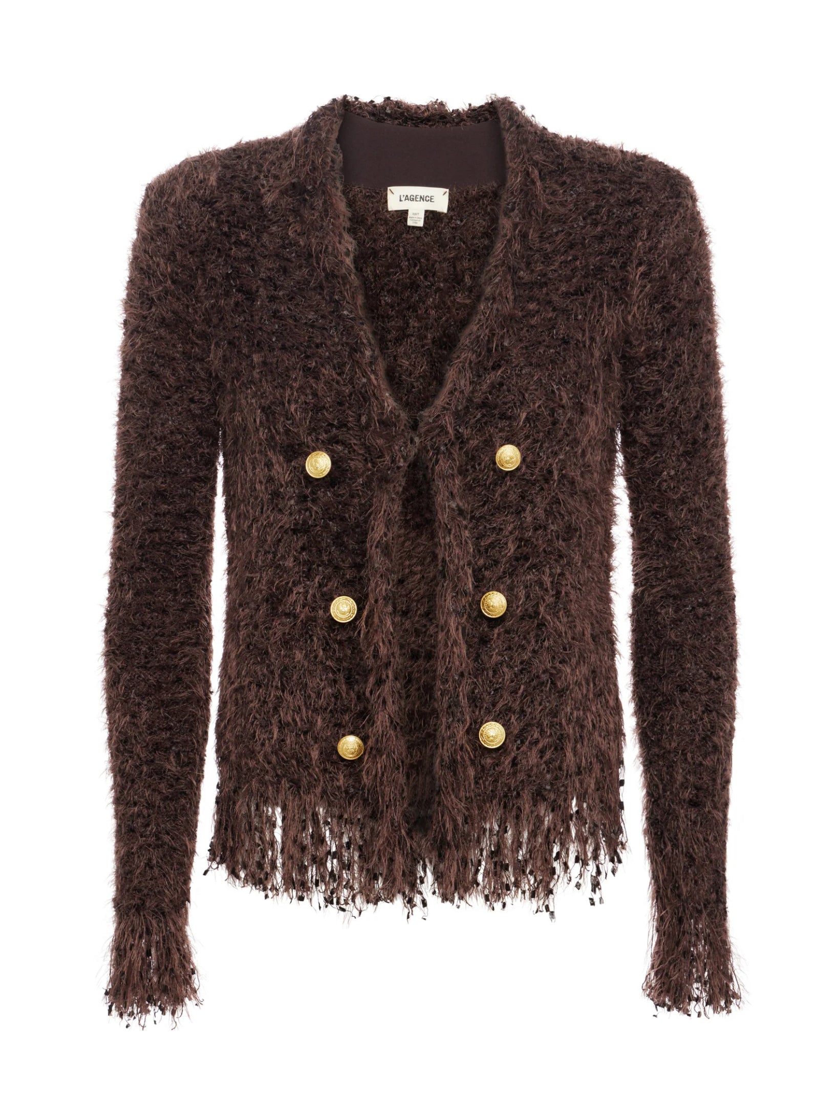 L'AGENCE Azure Cardigan Blazer in Chocolate Ganache