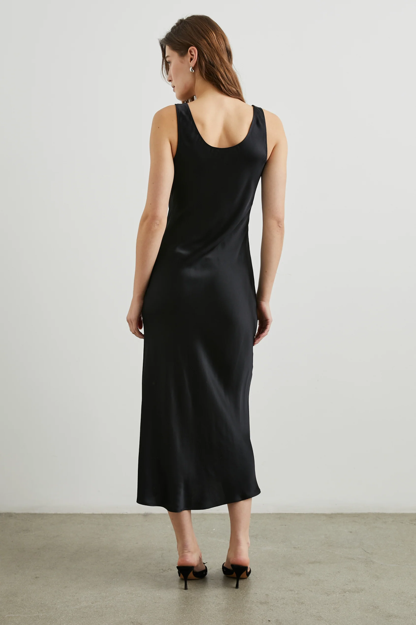 Rails Kailani Satin Crepe Sleeveless Dress in Black