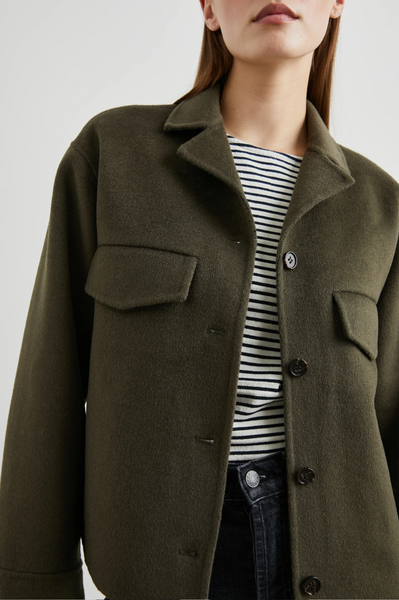 Rails Remi Wool Blend Flap Pocket Jacket in Olive