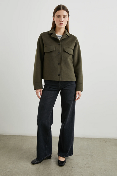 Rails Remi Wool Blend Flap Pocket Jacket in Olive