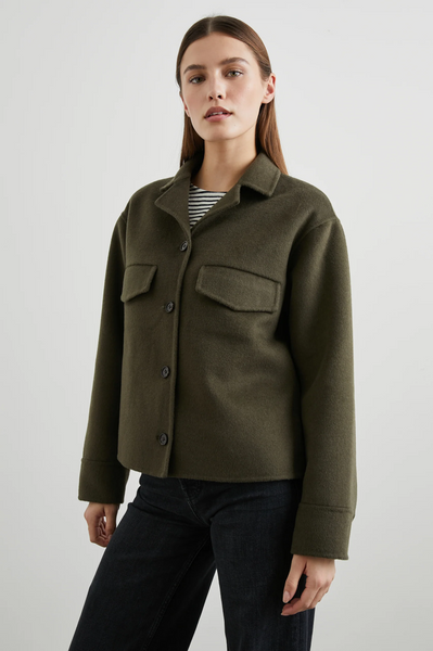 Rails Remi Wool Blend Flap Pocket Jacket in Olive