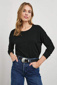 Rails Iggy Lounge Jersey Top with front seam Black