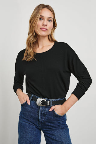 Rails Iggy Lounge Jersey Top with front seam Black