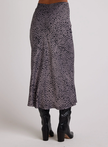 bella dahl abstract dot bias midi skirt in onyx steel