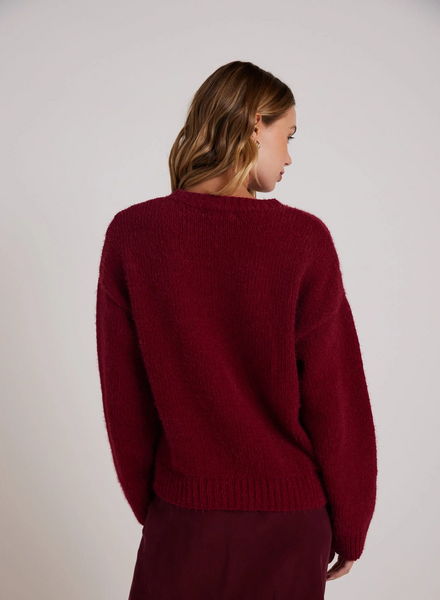 bella dahl fuzzy chenille drop shlder sweater deep plum