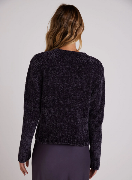 bella dahl chenille crew neck sweater in galaxy smoke