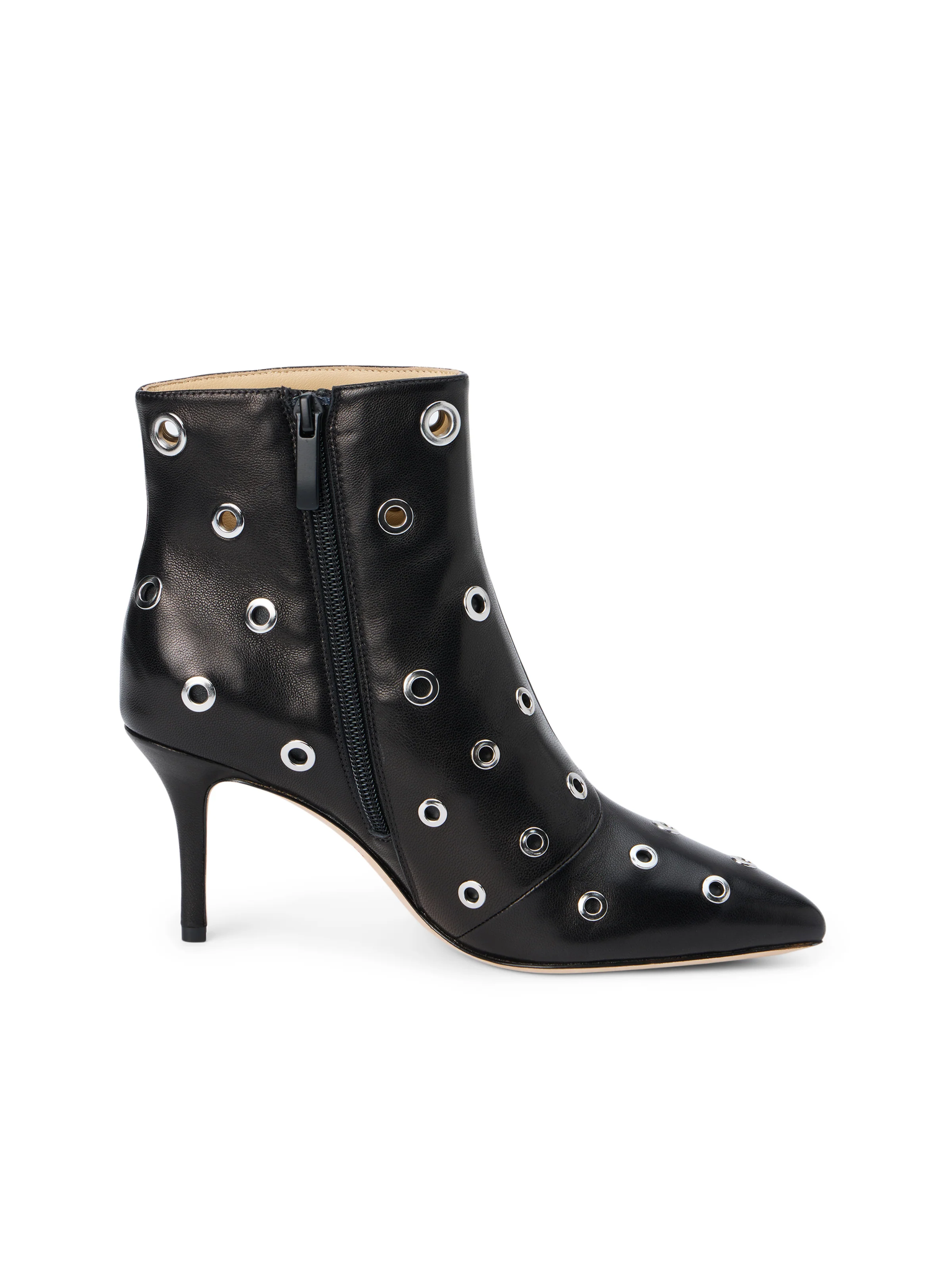 L'AGENCE Clarette leather grommet bootie in black