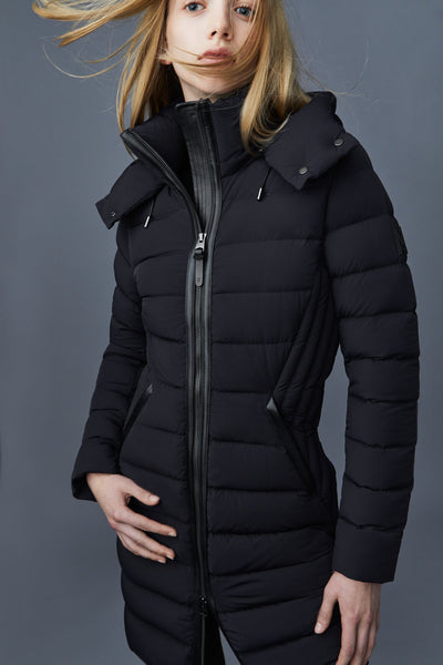 Mackage Farren Hooded Light Down Coat in Black