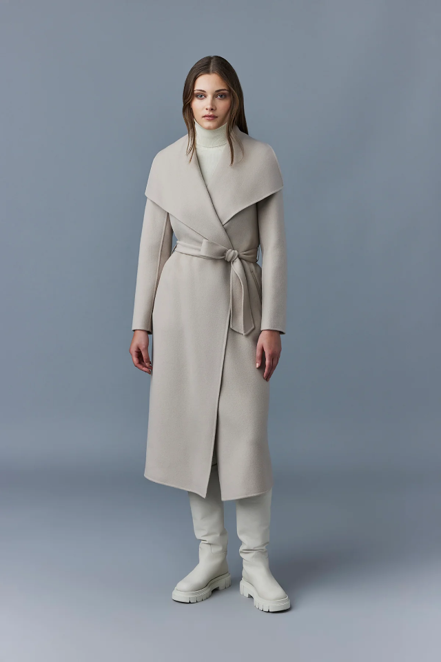 Mackage Mai-R Light Wool Wrap Coat in Sand